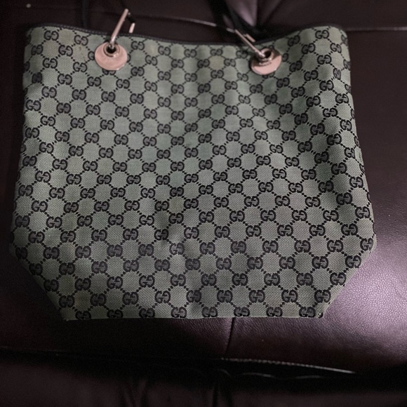 Gucci Eclipse Vintage GG Monogram Canvas / Leather Bucket Tote Bag. - Picture 13 of 17